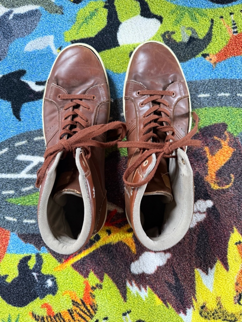 ALDO Men's Brown Leather High-Top Sneakers